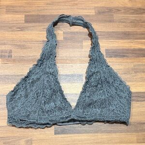Gilly Hicks Lace Halter Bralette in Olive Green
